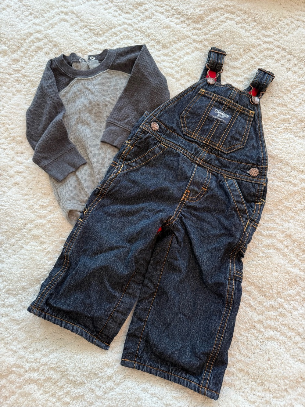 OshKosh B'gosh Dark Blue Denim Overalls for Kids Fleece Lined